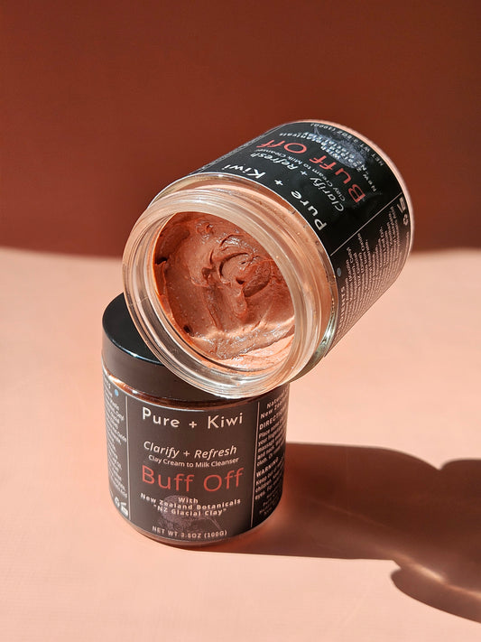 BUFF OFF - Glacial & Rose Clay Cream Cleanser - for exfoliating dry skin & excess oil