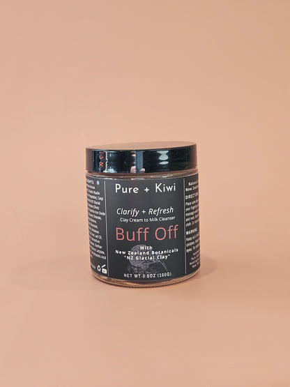 BUFF OFF - Glacial & Rose Clay Cream Cleanser - for exfoliating dry skin & excess oil