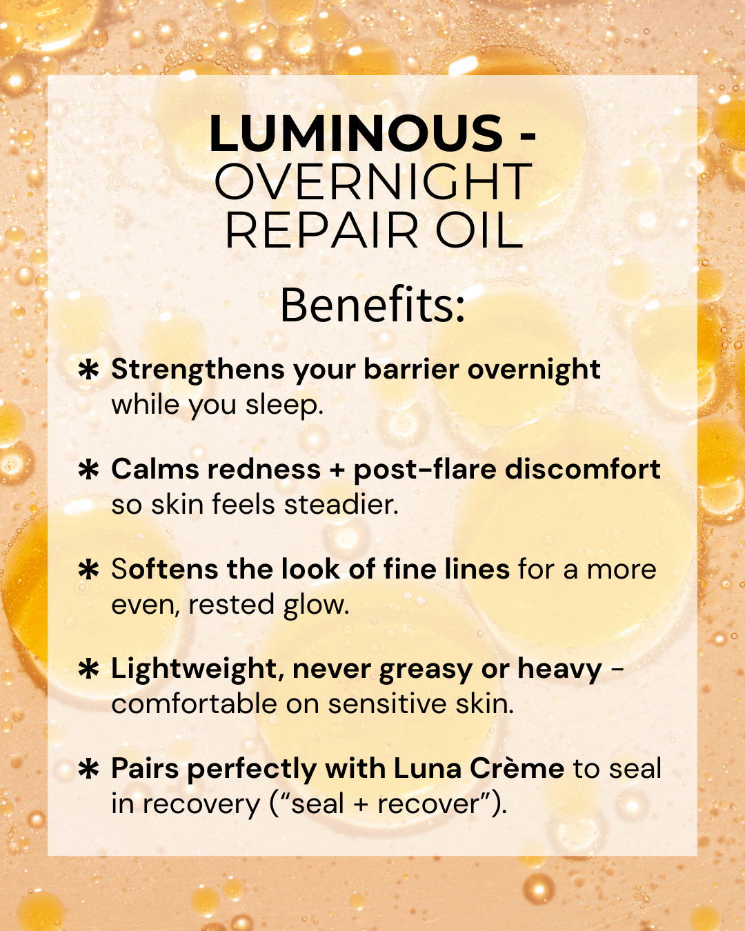 LUMINOUS - Bakuchiol Overnight Repair Oil for Sensitive Skin