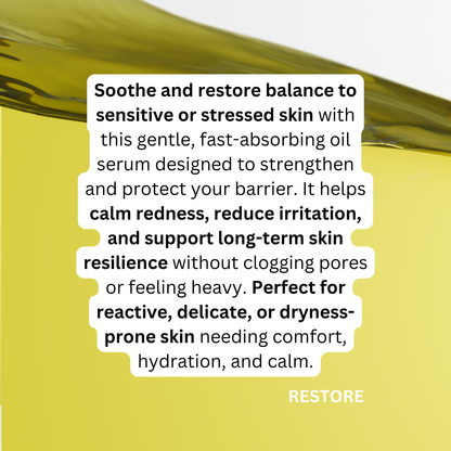 RESTORE – Anti-Inflammatory Barrier Repair Oil| For Acne & Rosacea Prone Skin